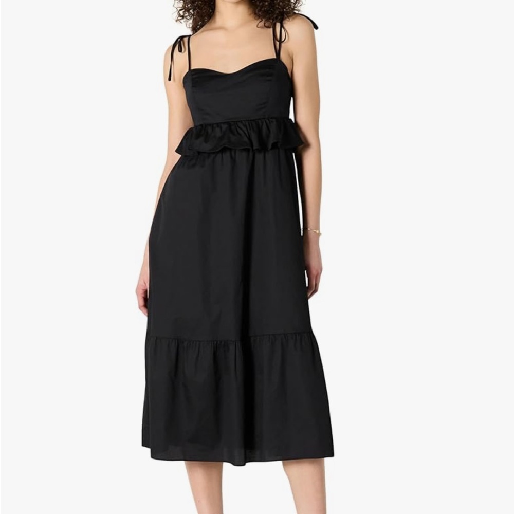 Amazon Essentials Women's Fit and Flare Waist Midi Ruffle Dress